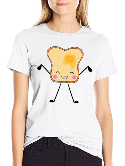 Funny Toast with Butter Graphic Black T-Shirt