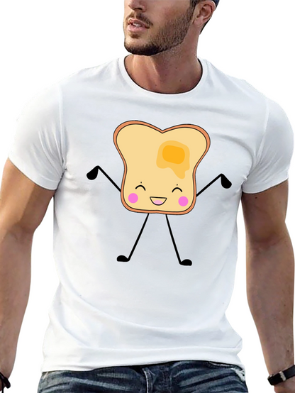 Funny Toast with Butter Graphic Black T-Shirt
