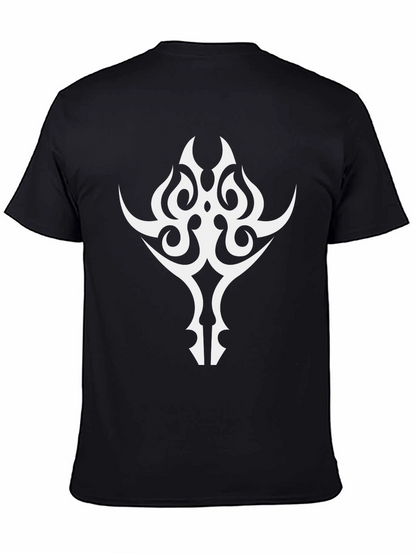 Tribal Graphic Tee - Bold White Design on Black