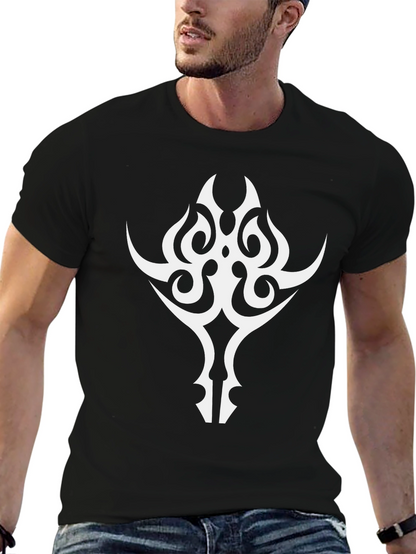 Tribal Graphic Tee - Bold White Design on Black