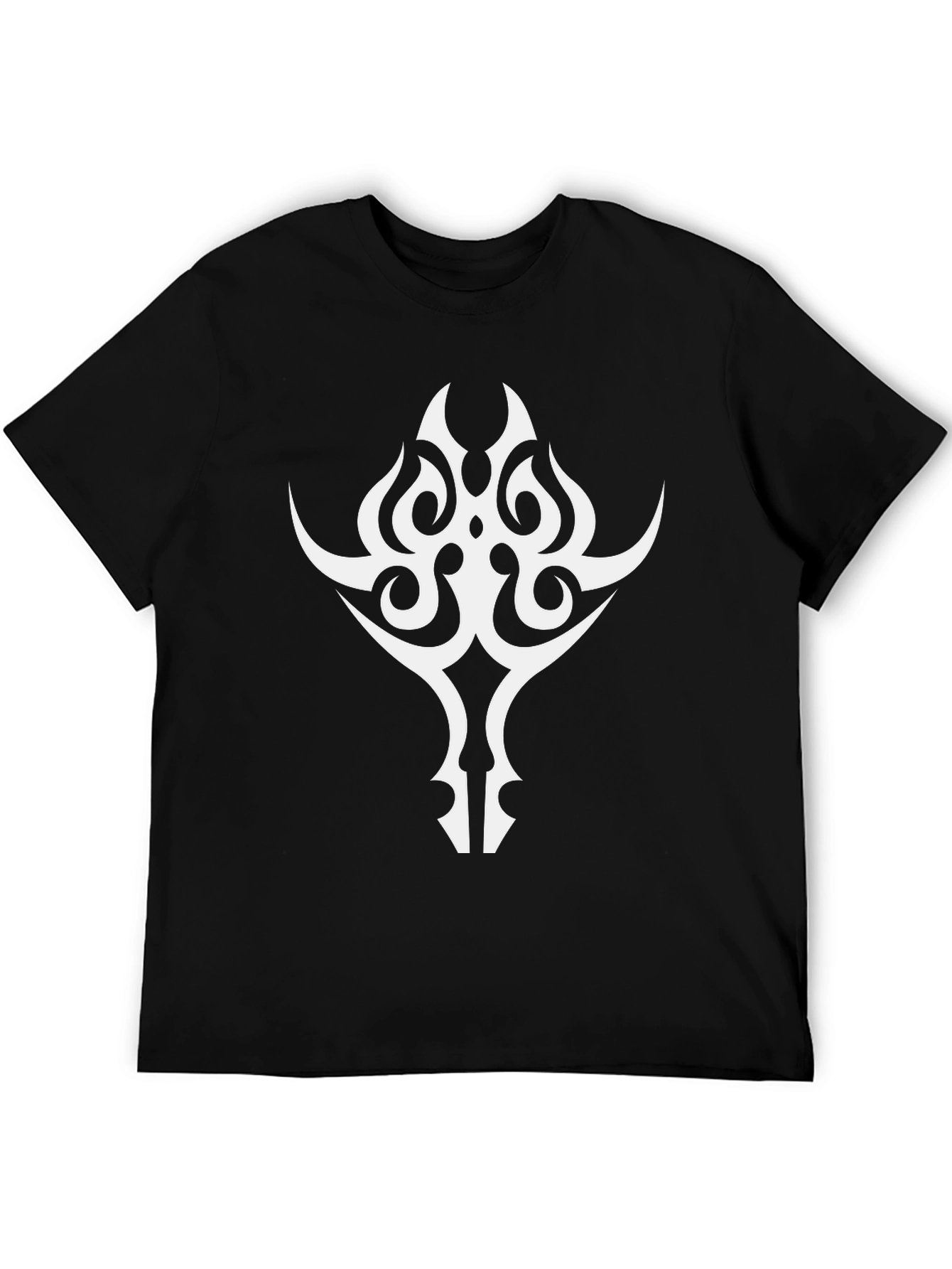 Tribal Graphic Tee - Bold White Design on Black