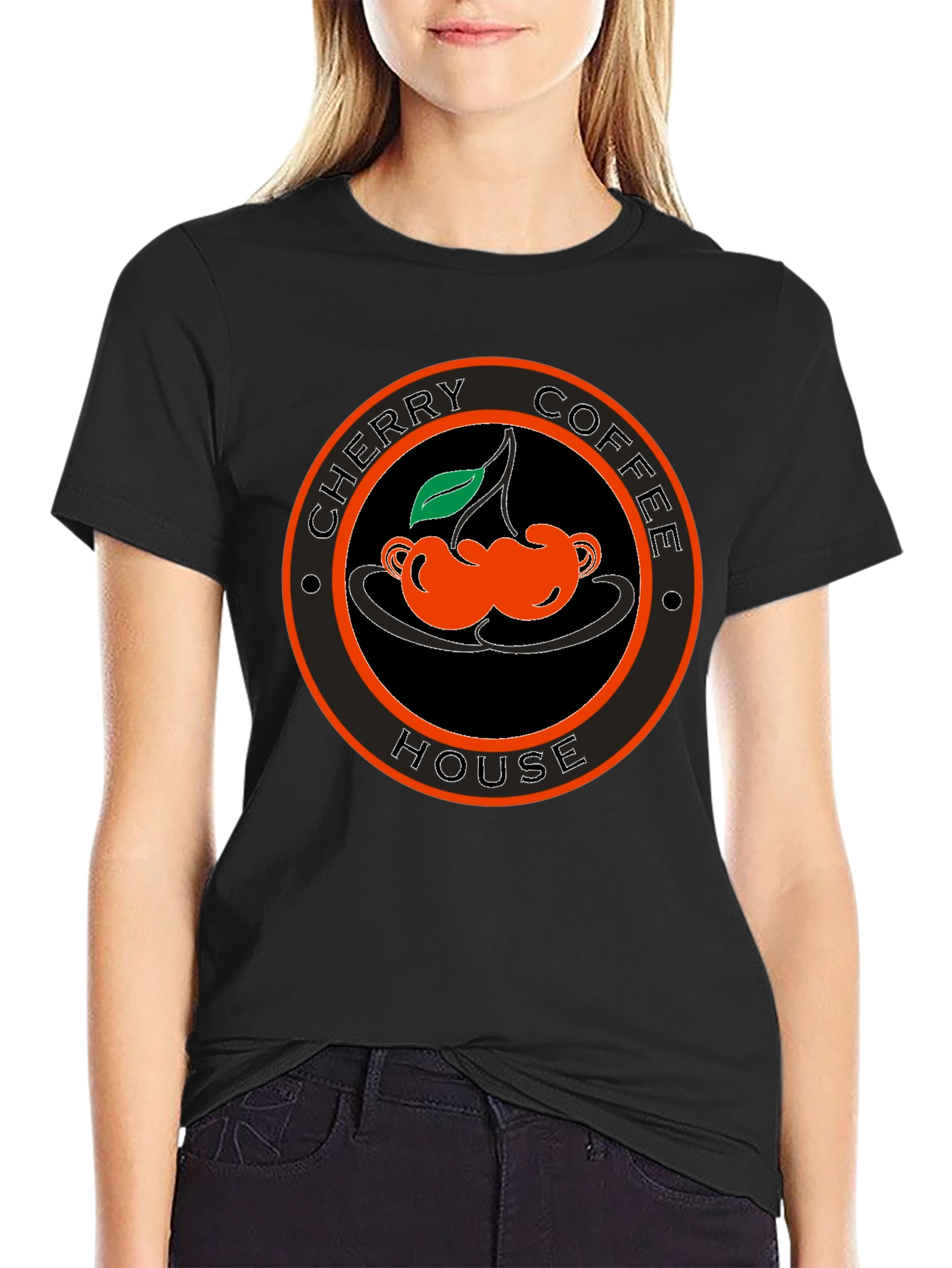 Cherry Coffee House Black T-Shirt