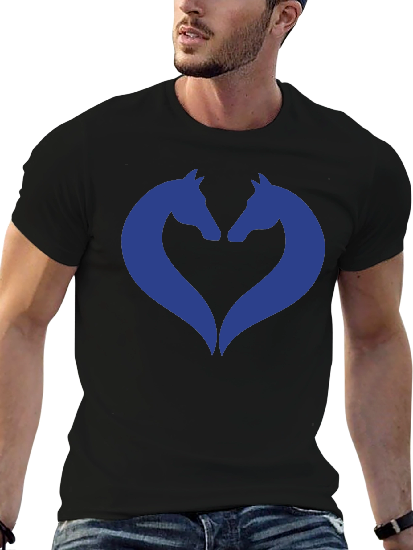 Heart Horse Graphic Tee - Black