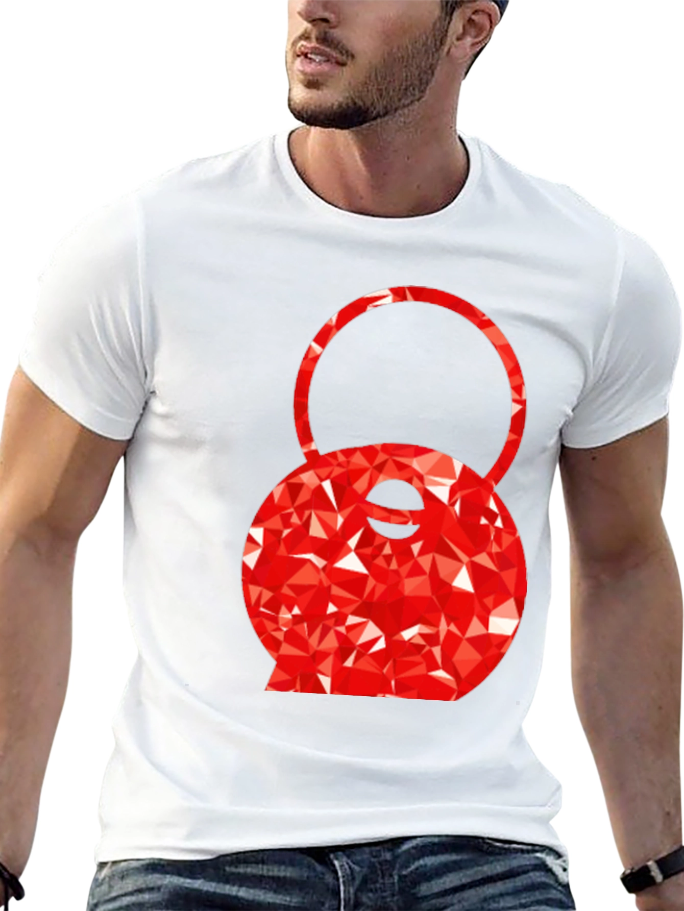 Red Kettlebell Graphic Tee - Black Cotton Blend