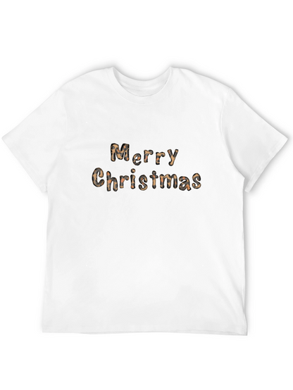 Merry Christmas Leopard Print Crewneck T-Shirt