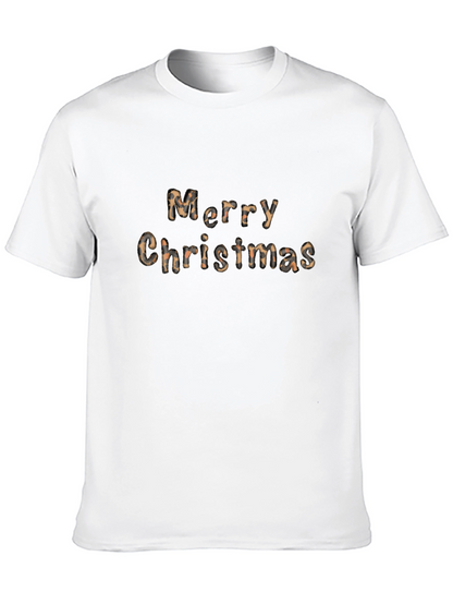 Merry Christmas Leopard Print Crewneck T-Shirt