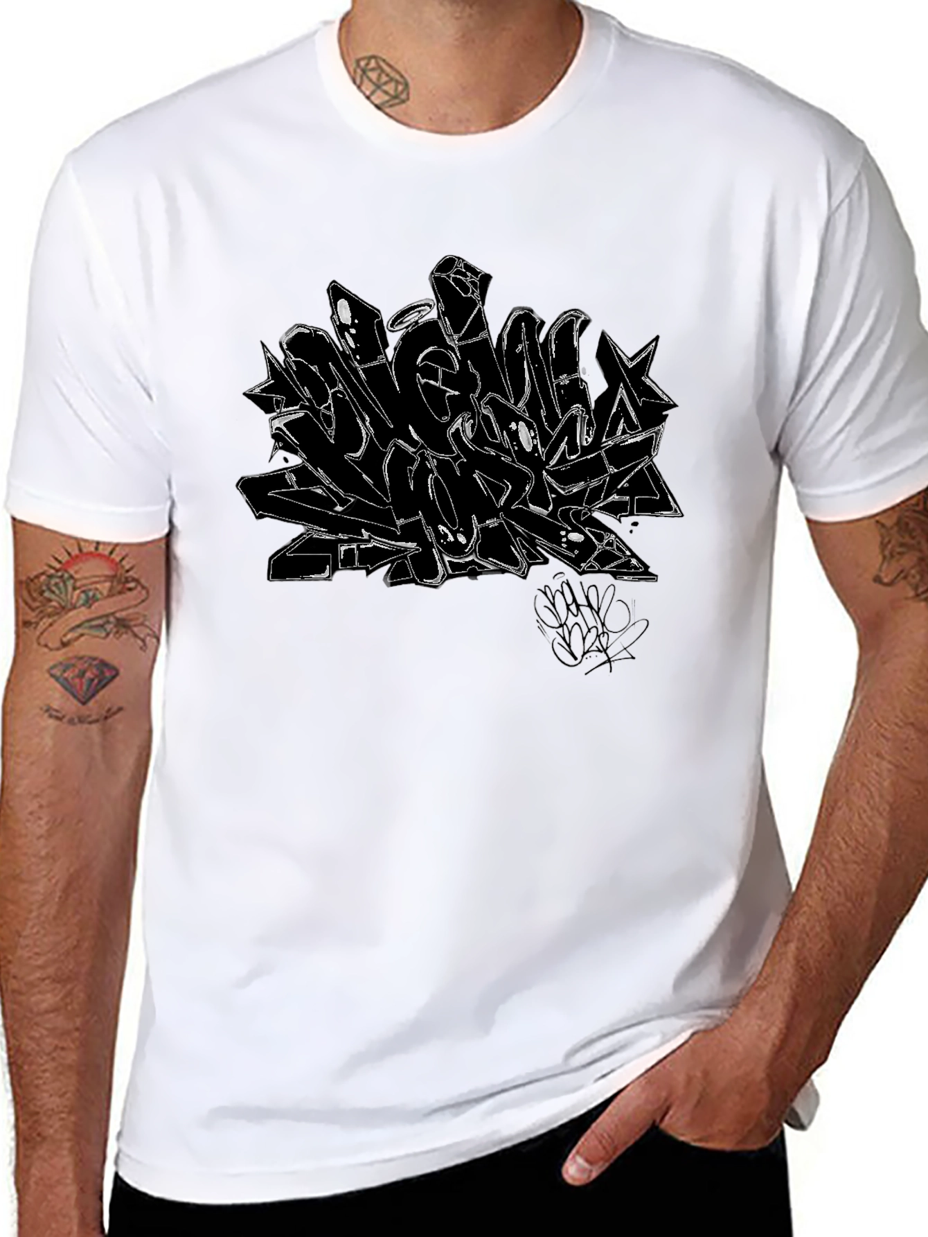 Abstract Graffiti Graphic Black T-Shirt