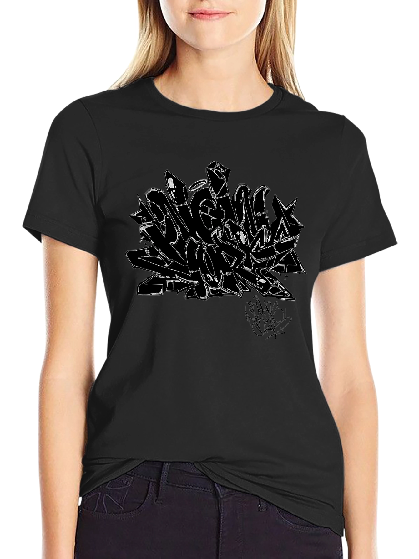 Abstract Graffiti Graphic Black T-Shirt