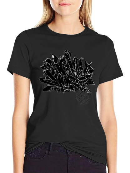 Abstract Graffiti Graphic Black T-Shirt
