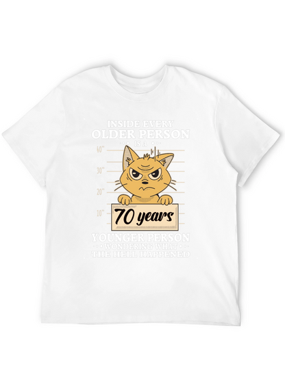 Funny Older Person Cat T-Shirt - 70 Years Younger