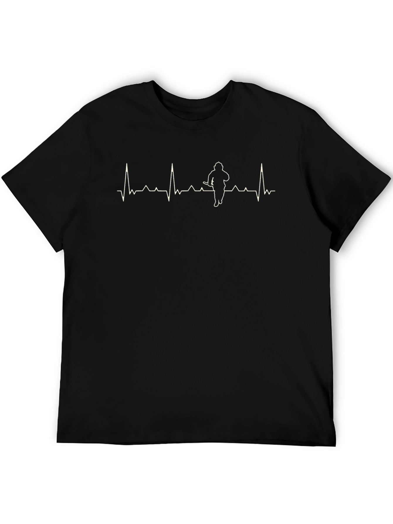 Firefighter Heartbeat Black T-Shirt
