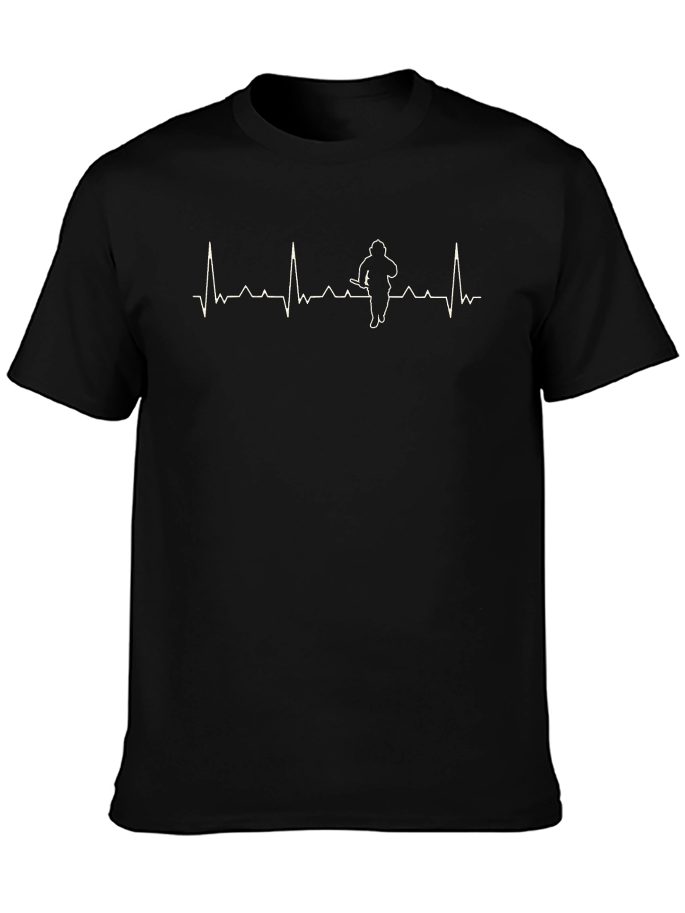 Firefighter Heartbeat Black T-Shirt