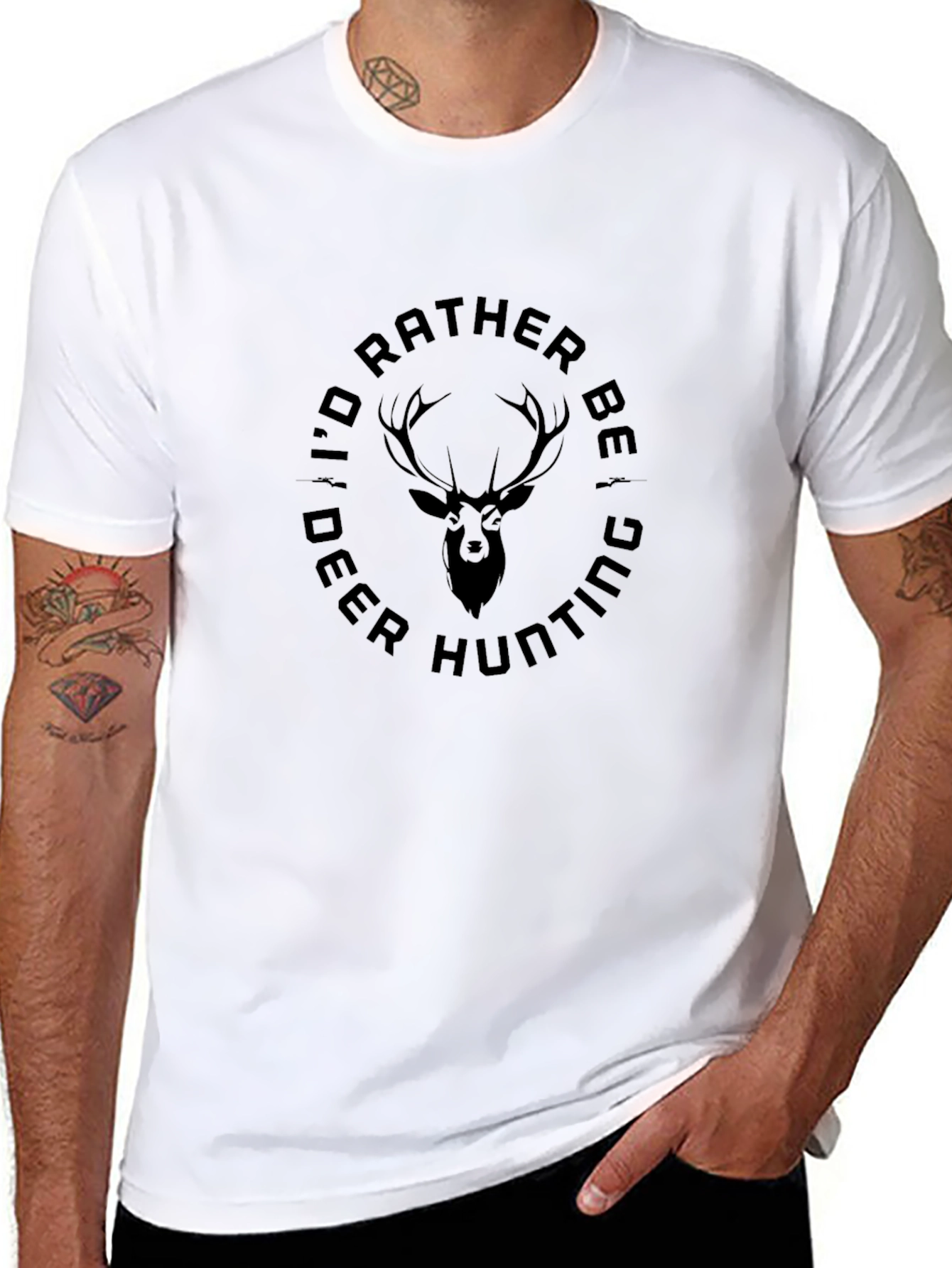 Id Rather Be Deer Hunting Black T-Shirt