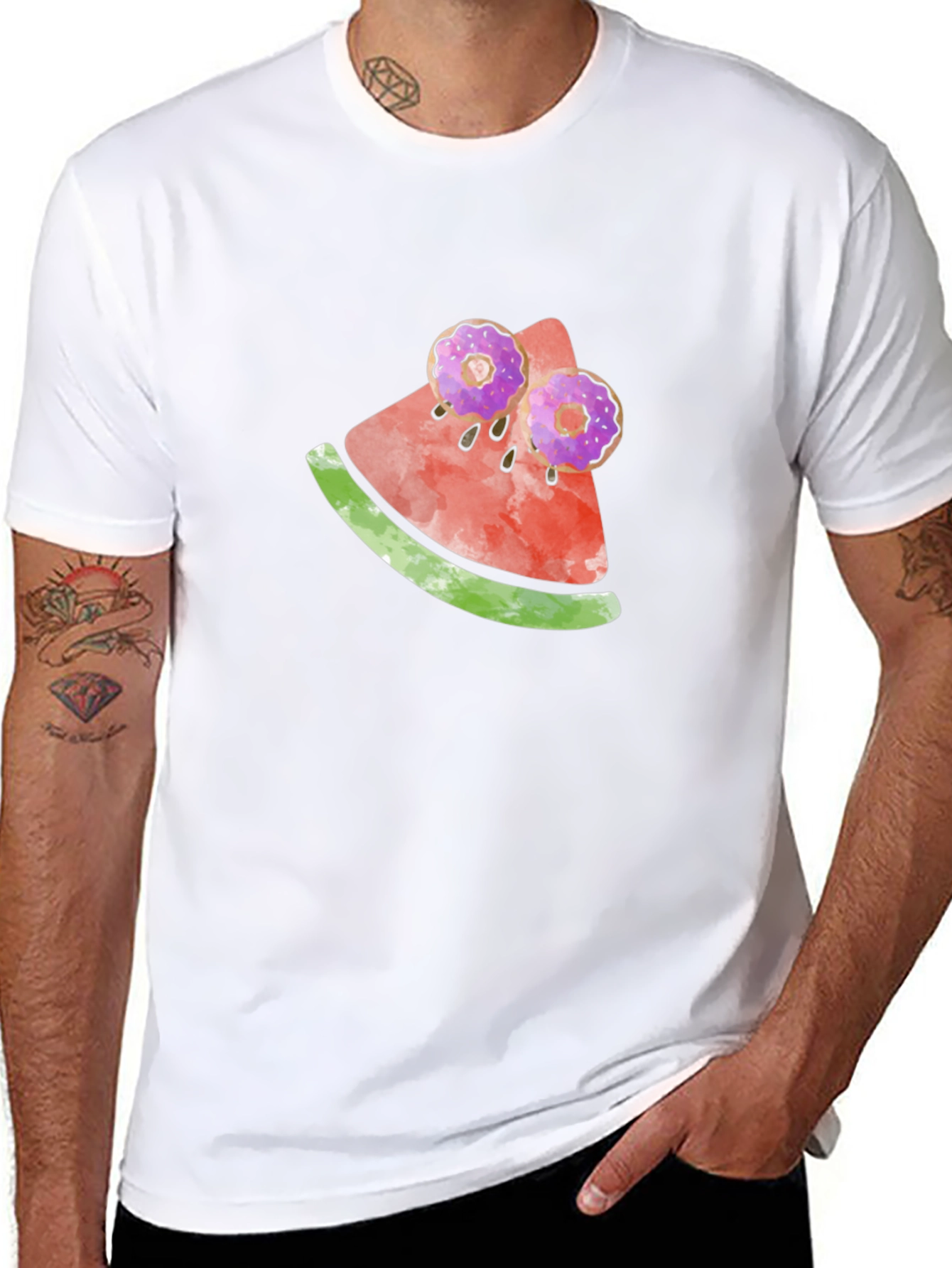 Whimsical Watermelon Doughnut Tee