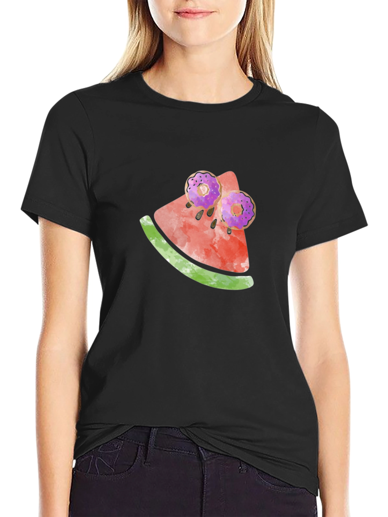 Whimsical Watermelon Doughnut Tee