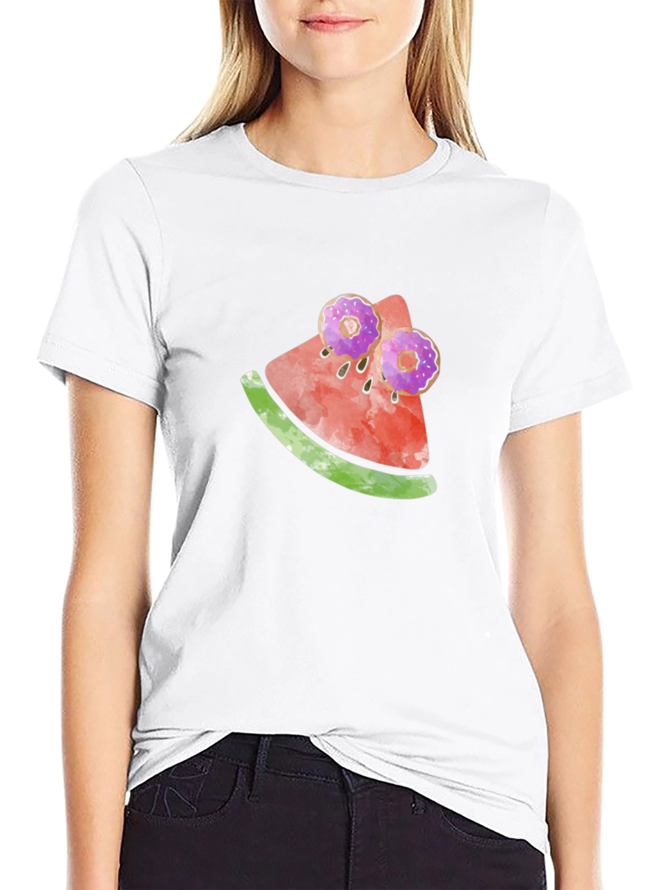 Whimsical Watermelon Doughnut Tee
