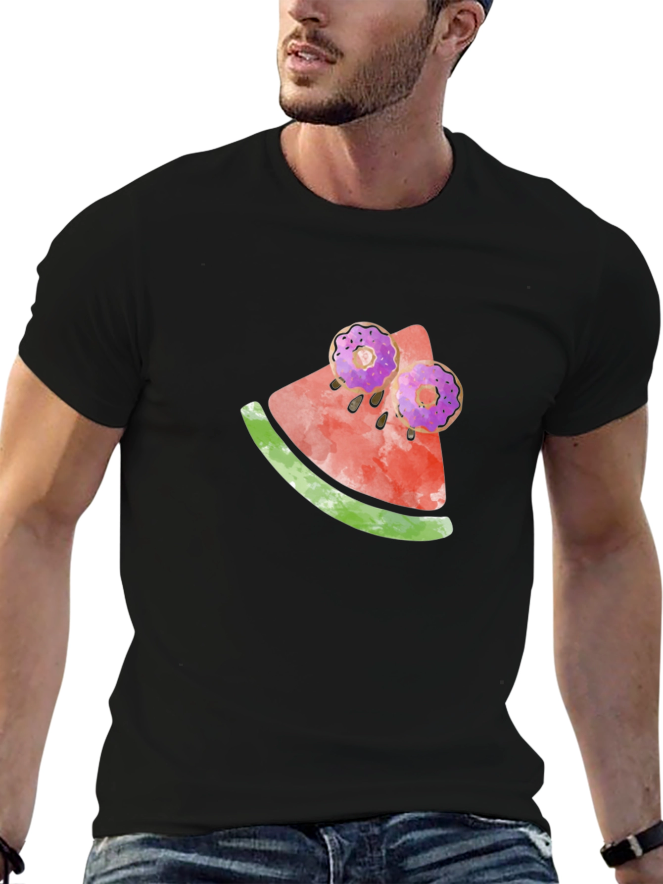 Whimsical Watermelon Doughnut Tee