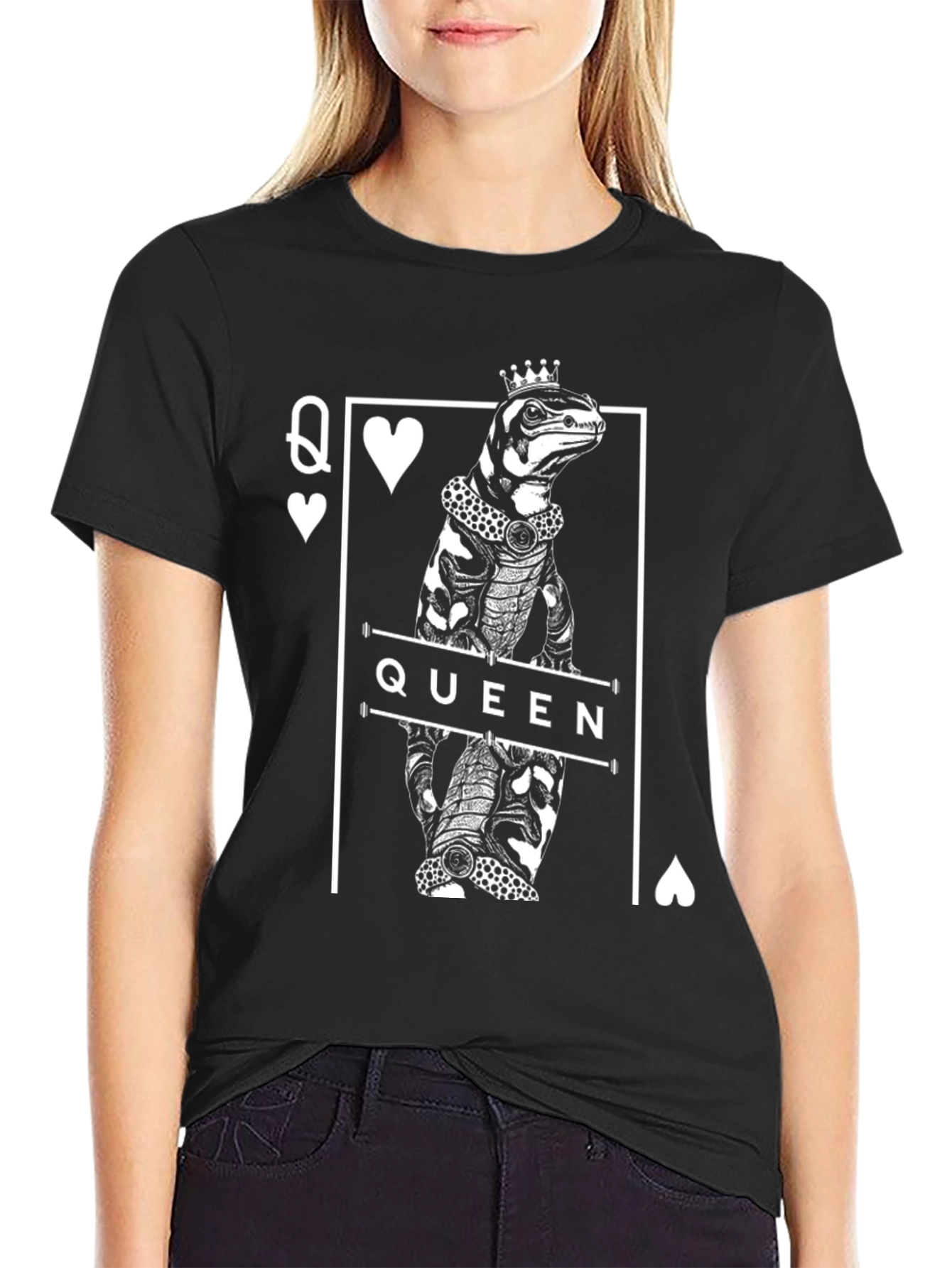 Queen Lizard T-Shirt - Reptile Card Graphic Tee