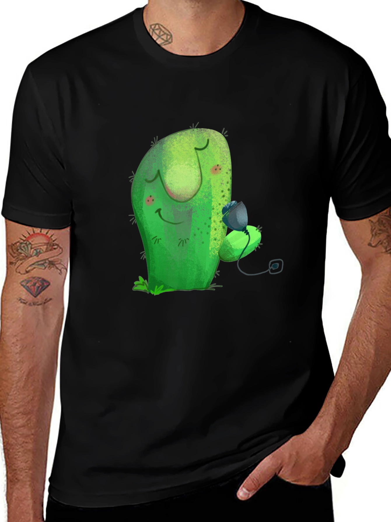 Cute Cactus Hugging Fruit Graphic Tee