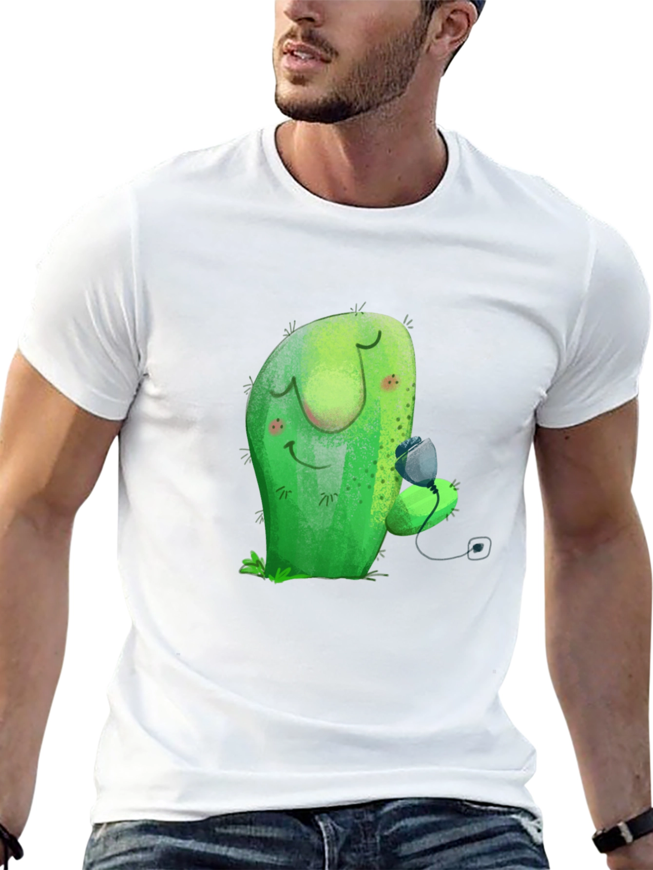 Cute Cactus Hugging Fruit Graphic Tee