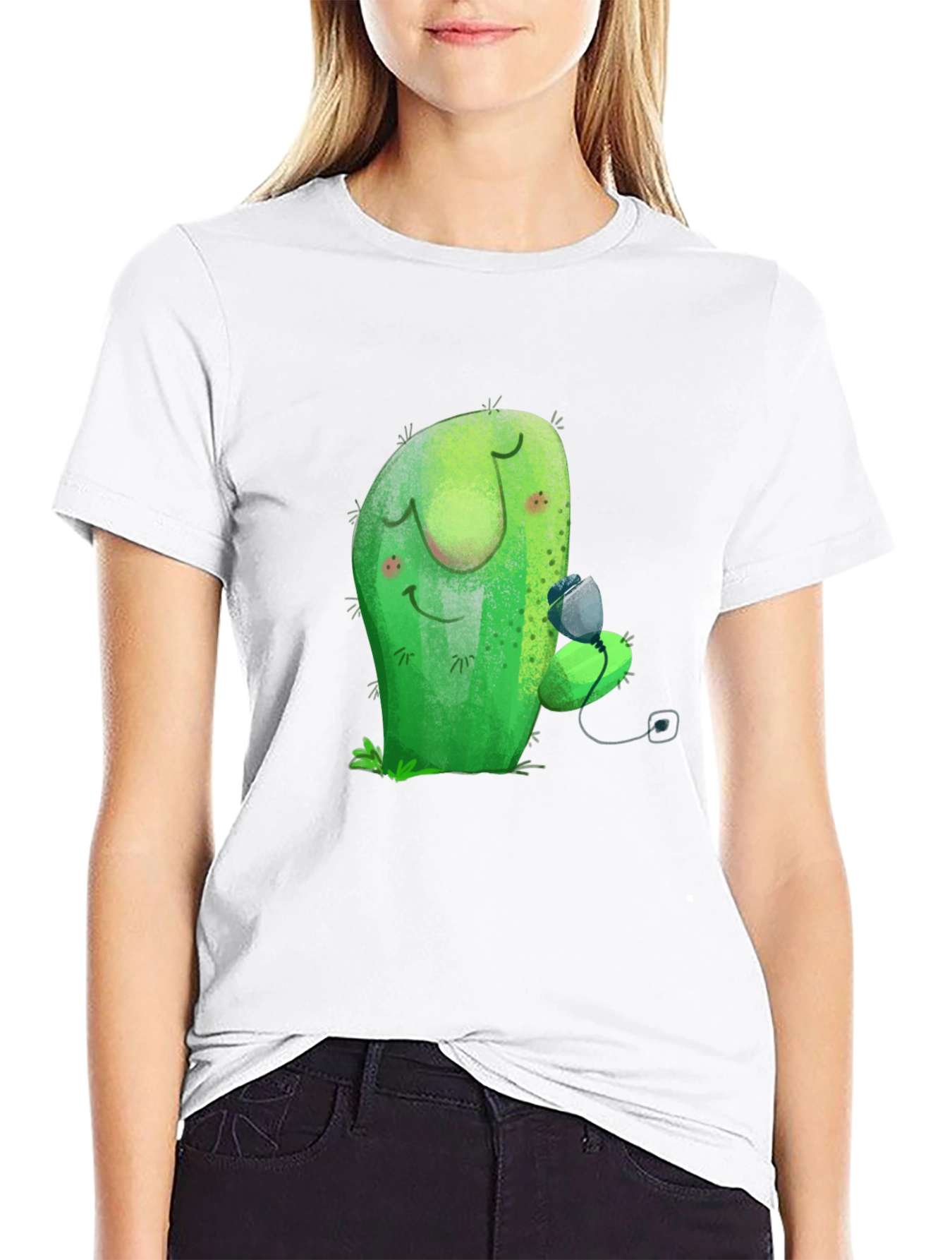 Cute Cactus Hugging Fruit Graphic Tee