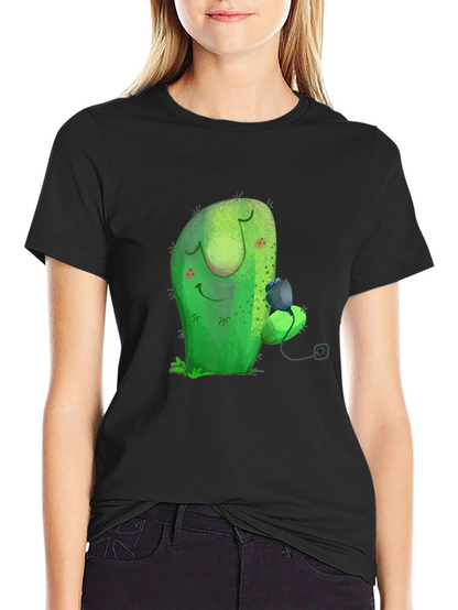 Cute Cactus Hugging Fruit Graphic Tee