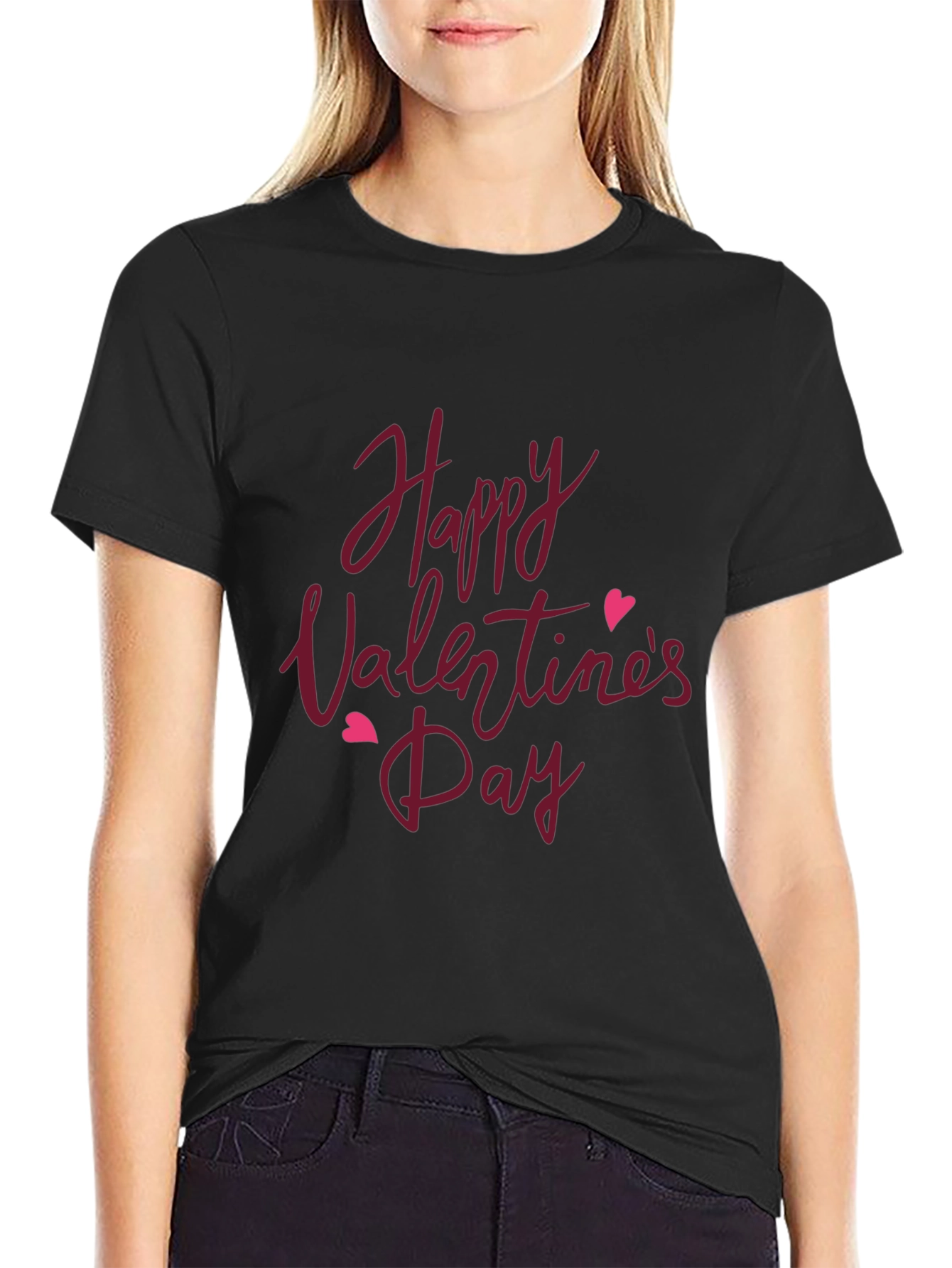 Happy Valentines Day T-Shirt - Black