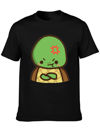 Angry Turtle Cartoon Graphic Tee - Black