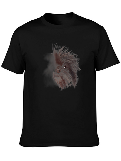Dog Graphic Tee - Black Cotton T-Shirt