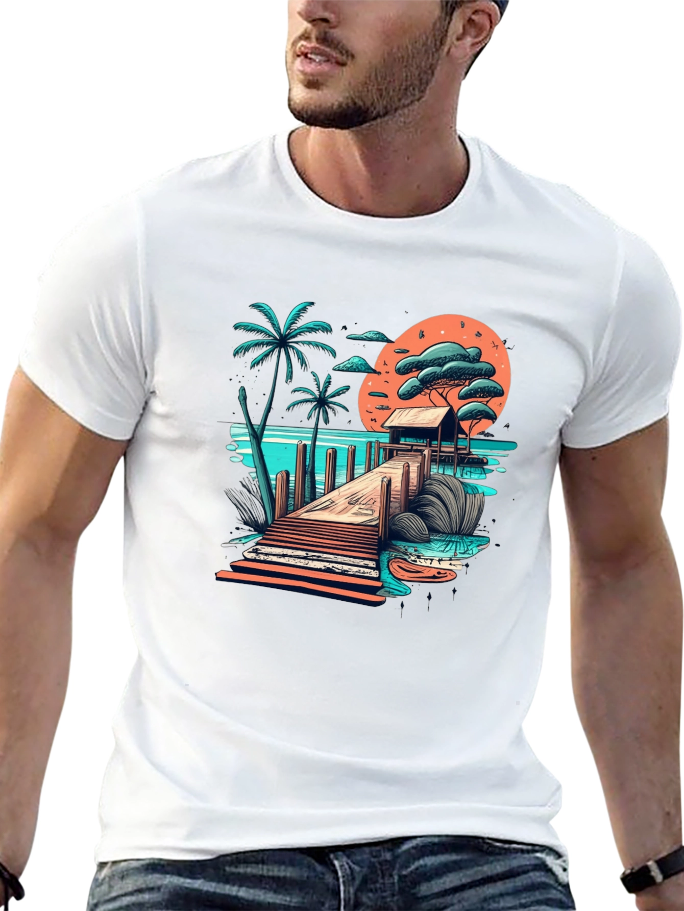Tropical Paradise Graphic Tee - Black