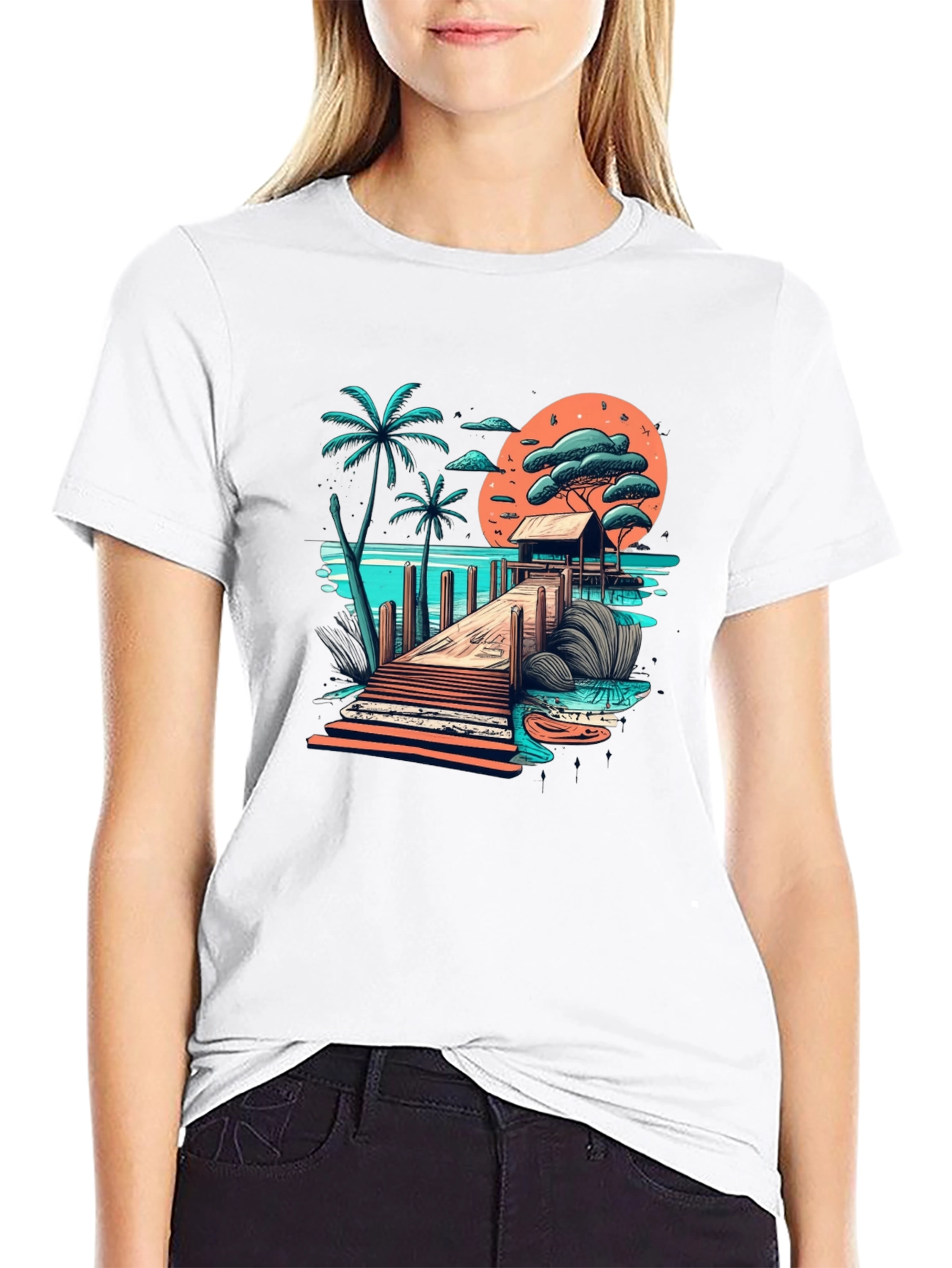 Tropical Paradise Graphic Tee - Black