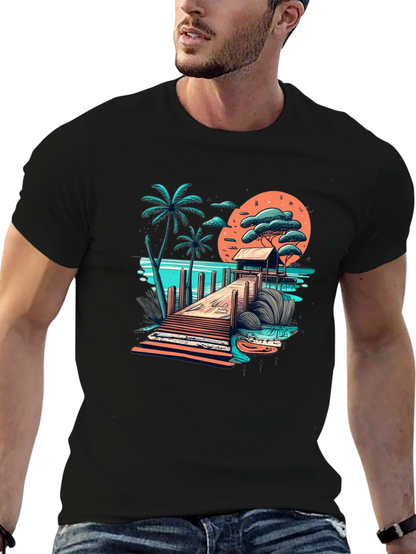 Tropical Paradise Graphic Tee - Black