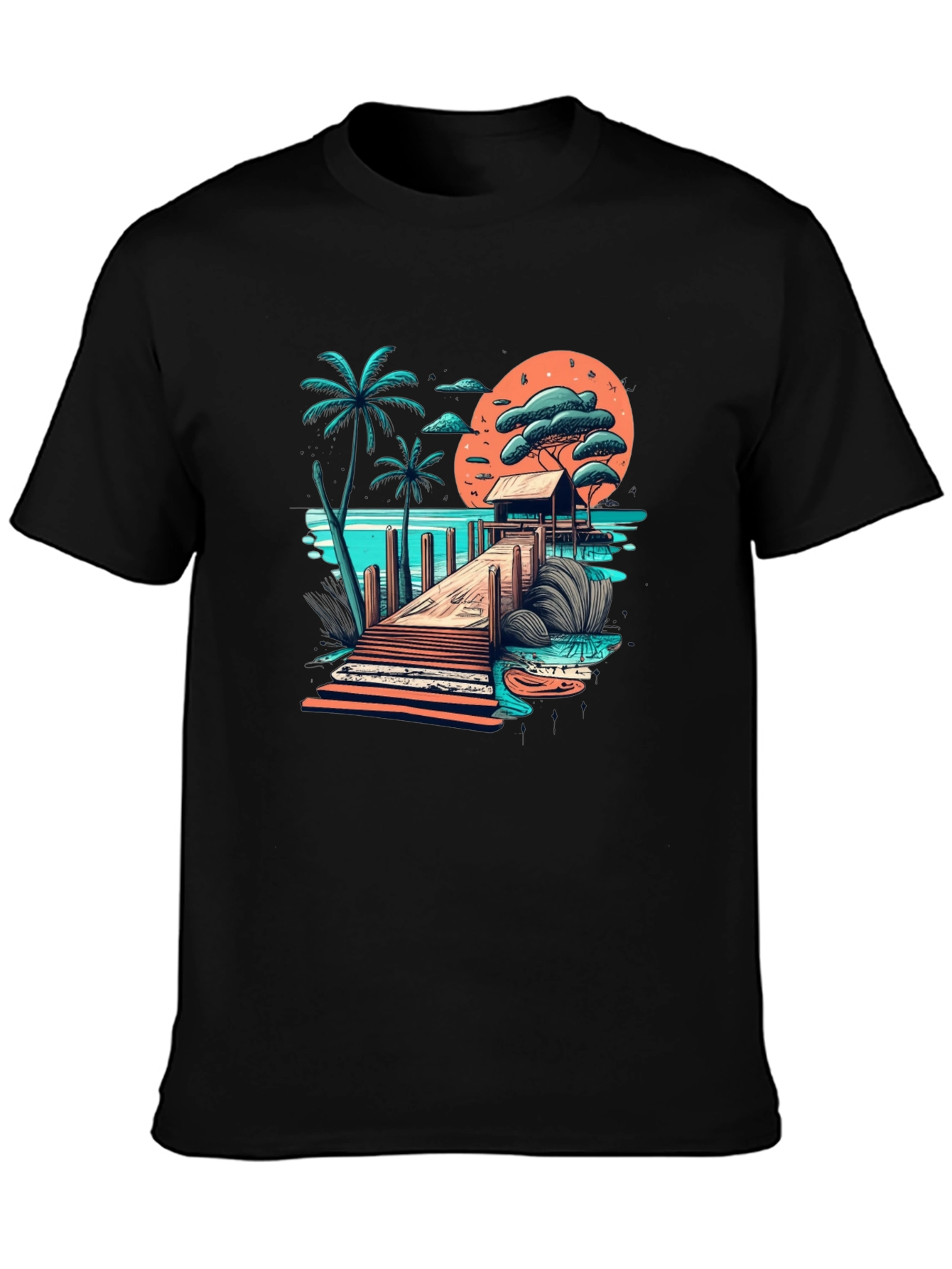Tropical Paradise Graphic Tee - Black