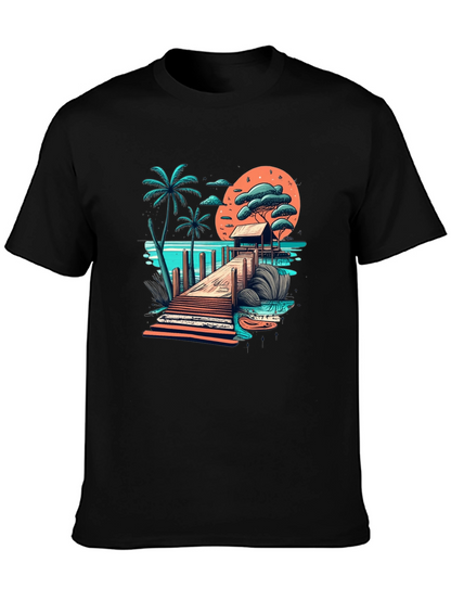 Tropical Paradise Graphic Tee - Black