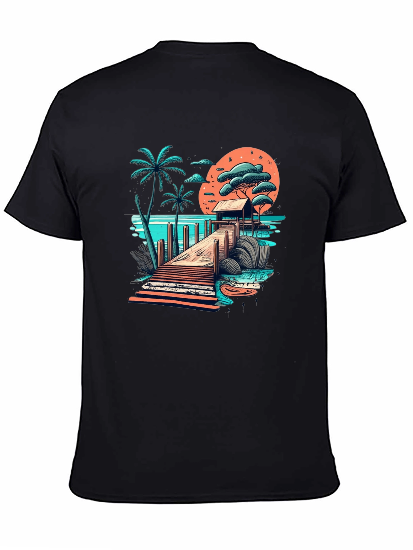Tropical Paradise Graphic Tee - Black