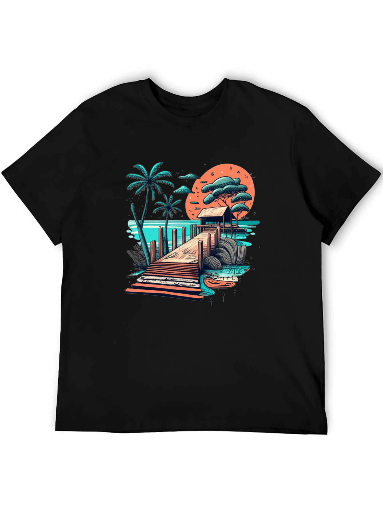 Tropical Paradise Graphic Tee - Black
