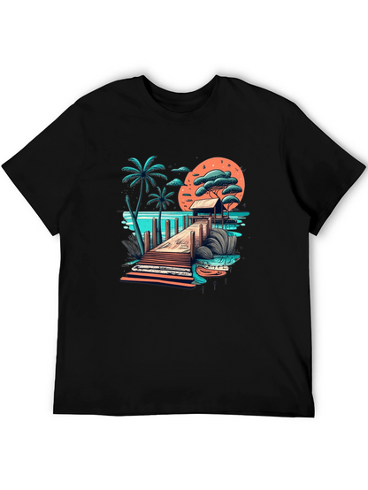 Tropical Paradise Graphic Tee - Black