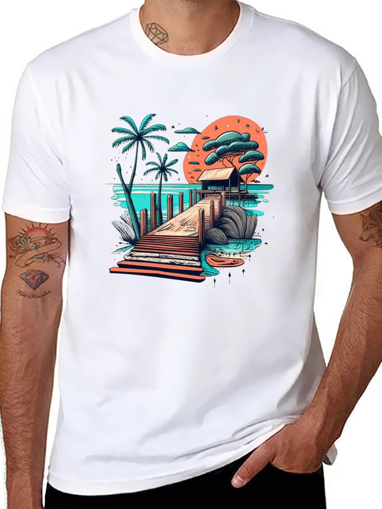 Tropical Paradise Graphic Tee - Black