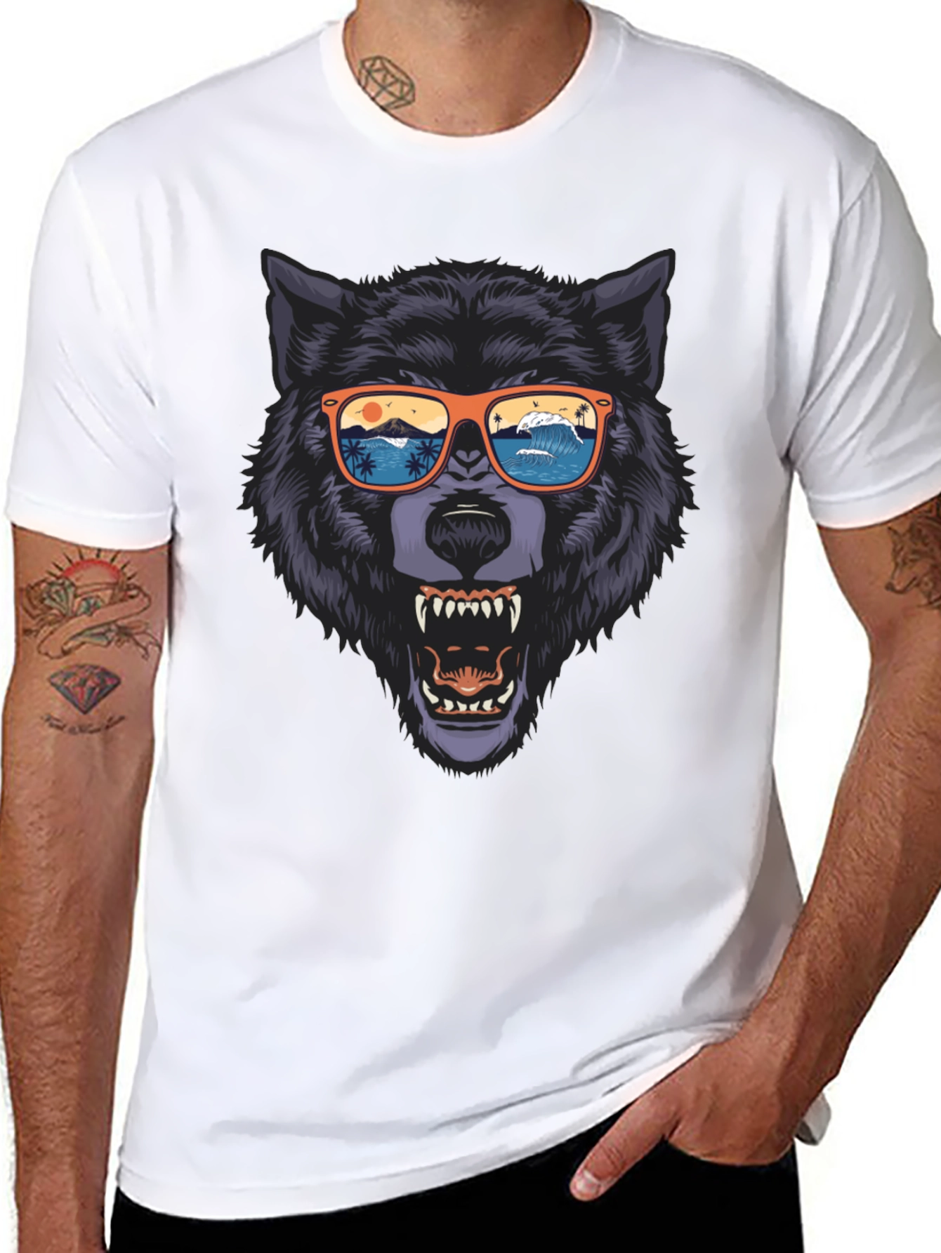 Wolf Graphic Tee - Beach Vibes