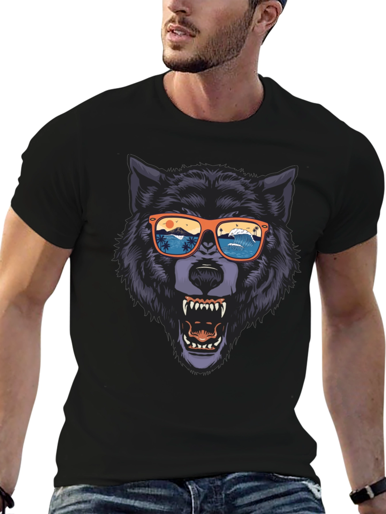 Wolf Graphic Tee - Beach Vibes