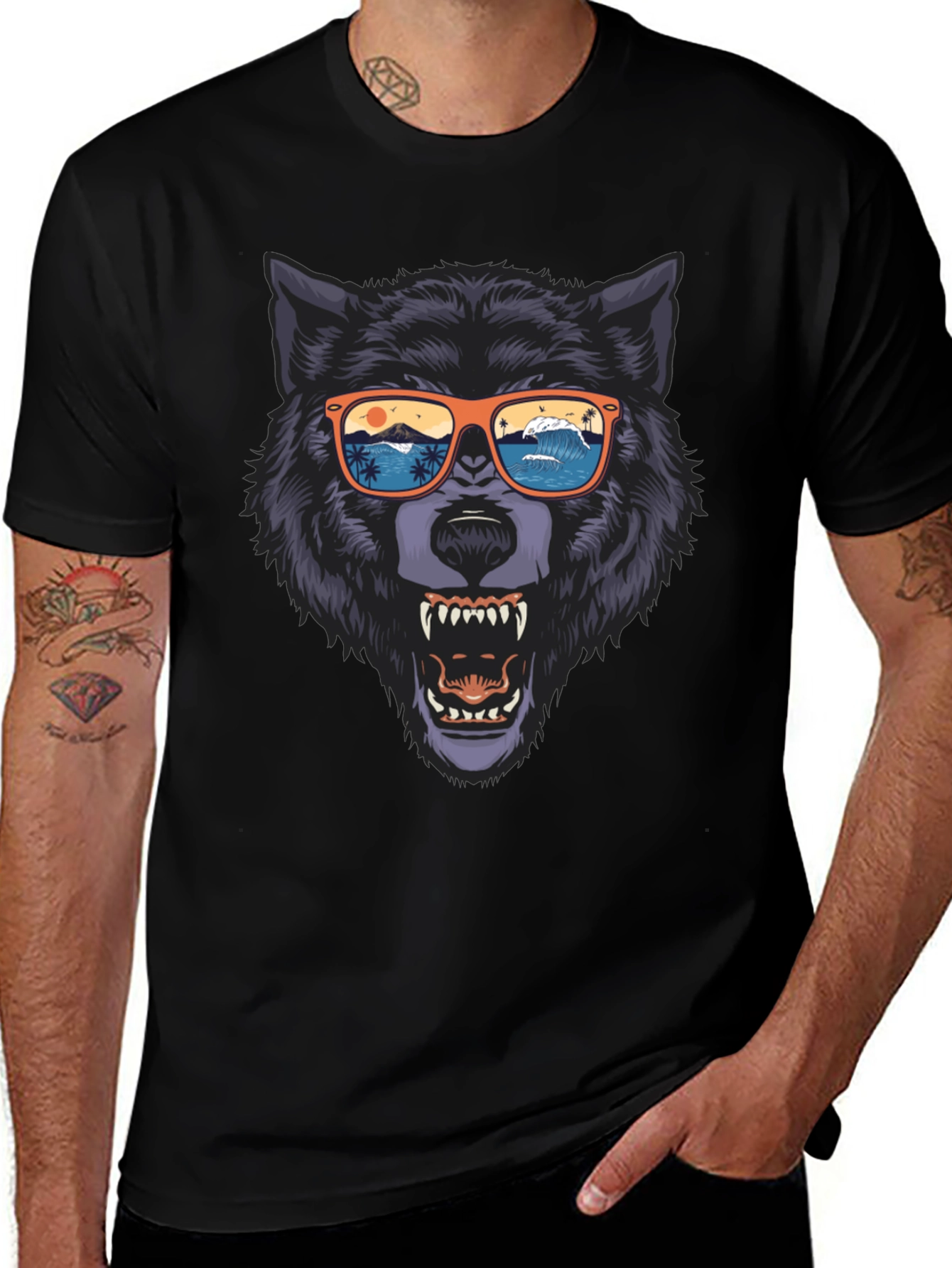 Wolf Graphic Tee - Beach Vibes