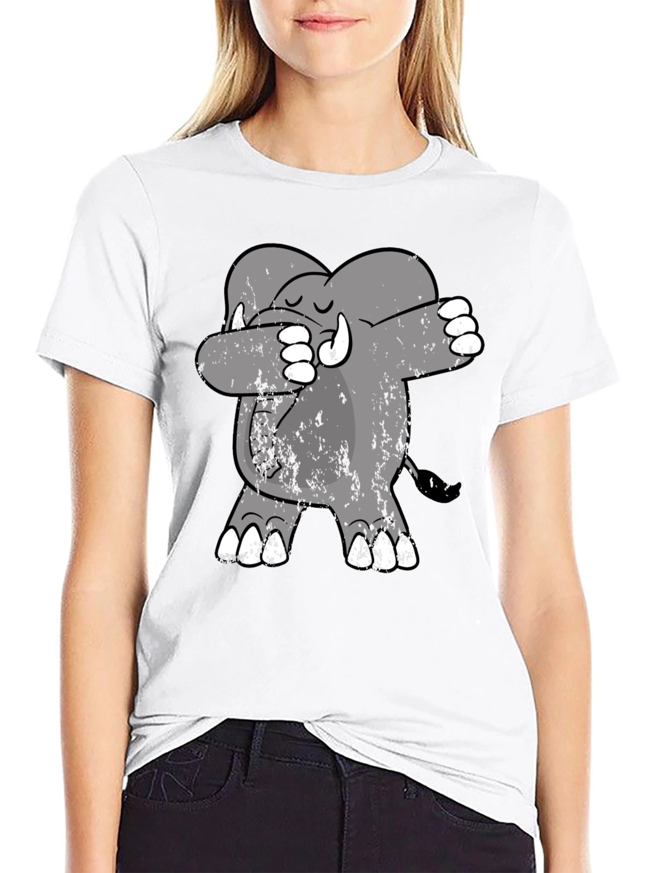 Dabbing Elephant Tee - Trendy Graphic Print