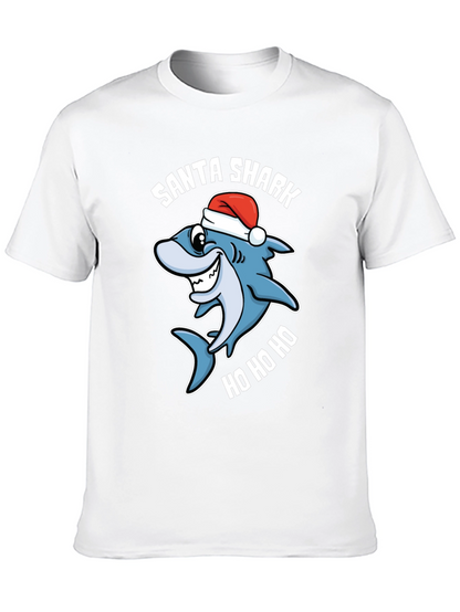 Santa Shark Ho Ho Ho Black T-Shirt