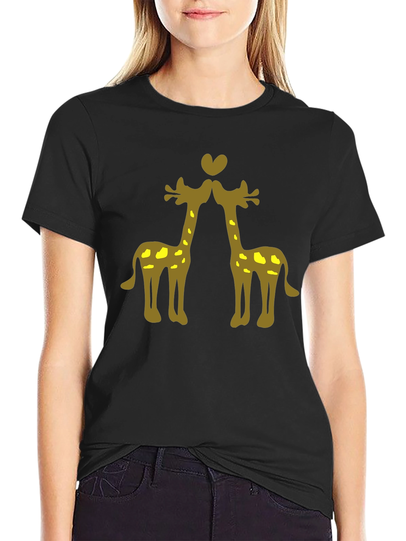 Giraffe Love Black Tee