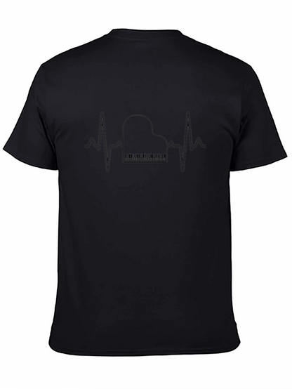 Piano Heartbeat Graphic Tee - Musicians Black T-Shirt
