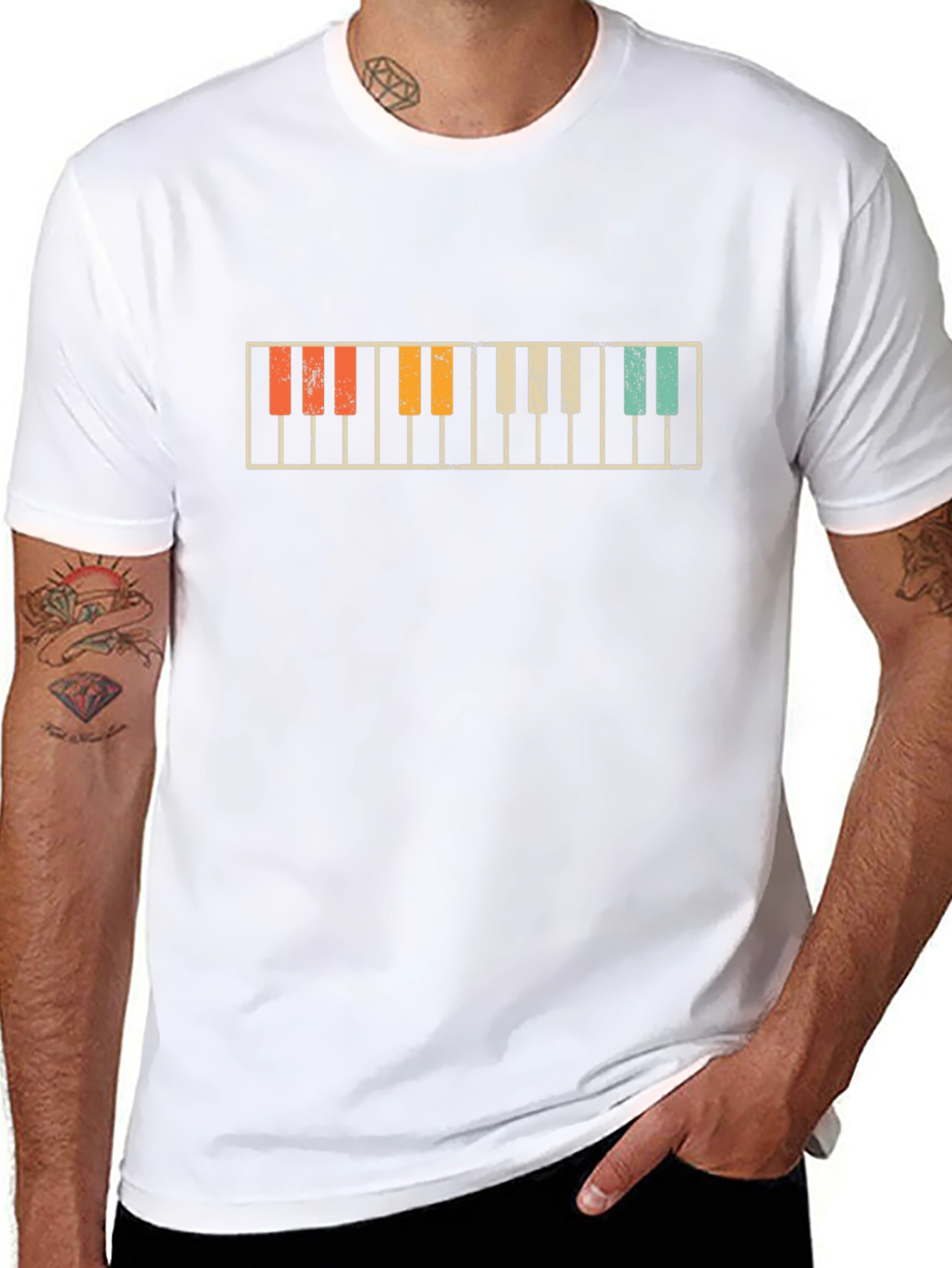 Retro Piano Keys Graphic T-Shirt