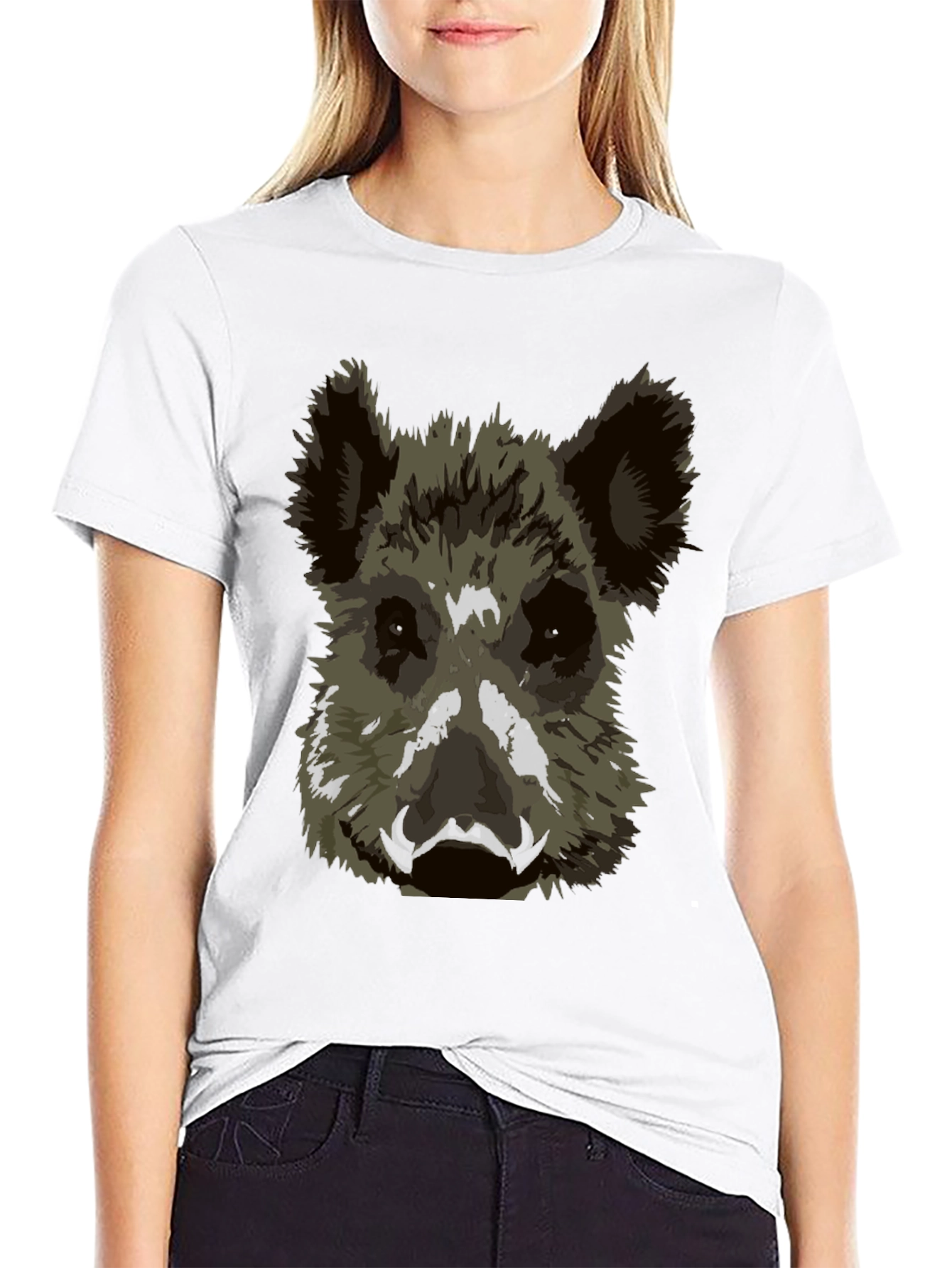 Wild Boar Graphic Tee - Black Cotton T-Shirt