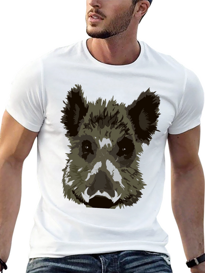 Wild Boar Graphic Tee - Black Cotton T-Shirt