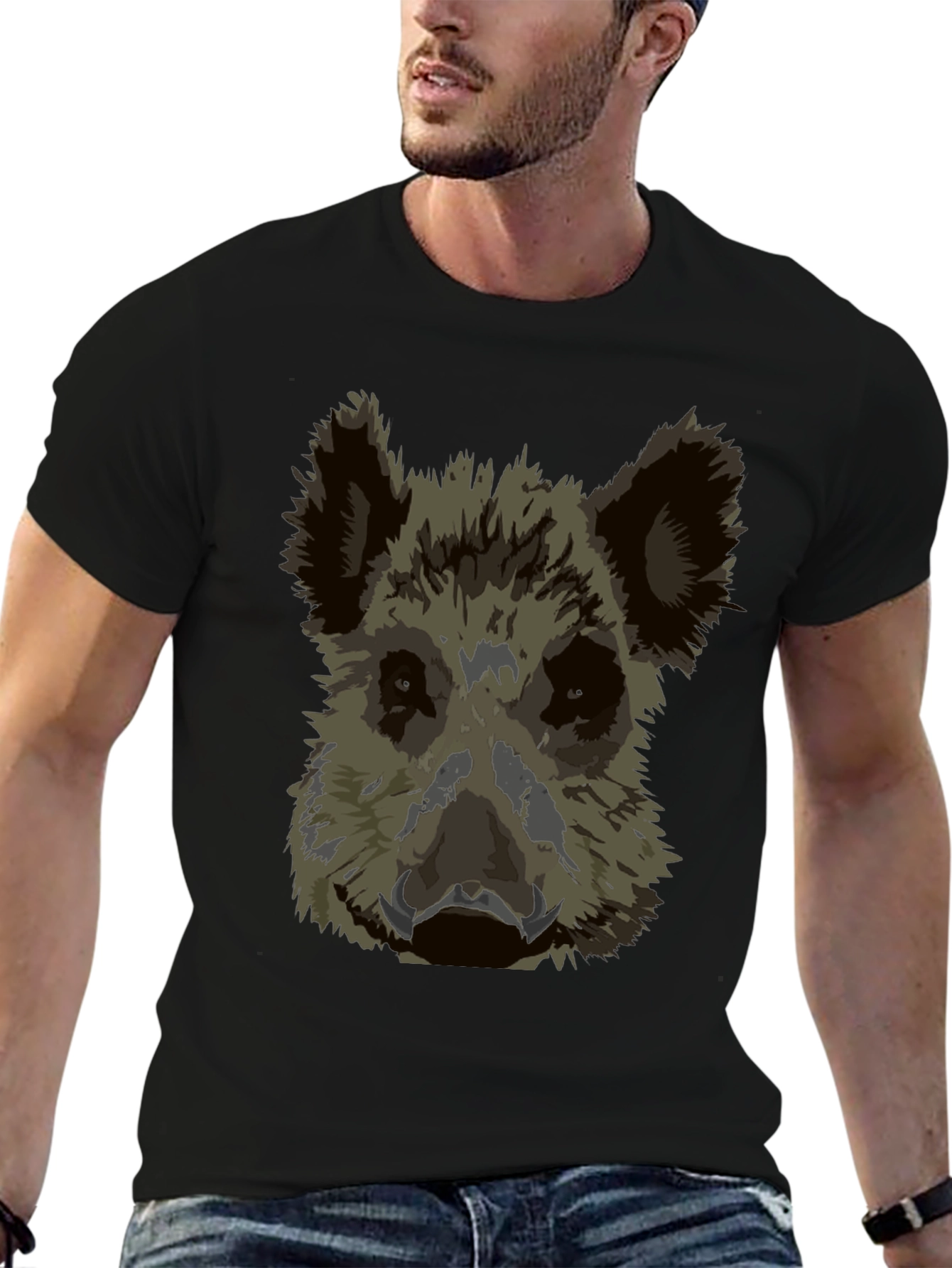 Wild Boar Graphic Tee - Black Cotton T-Shirt