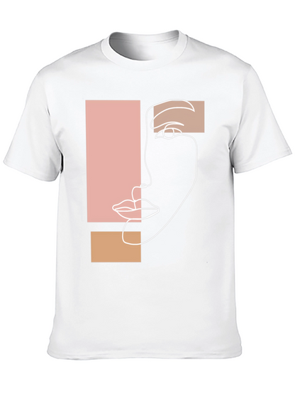 Abstract Face Graphic Tee - Minimalist Style